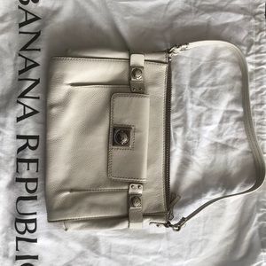 Banana Republic winter white leather satchel